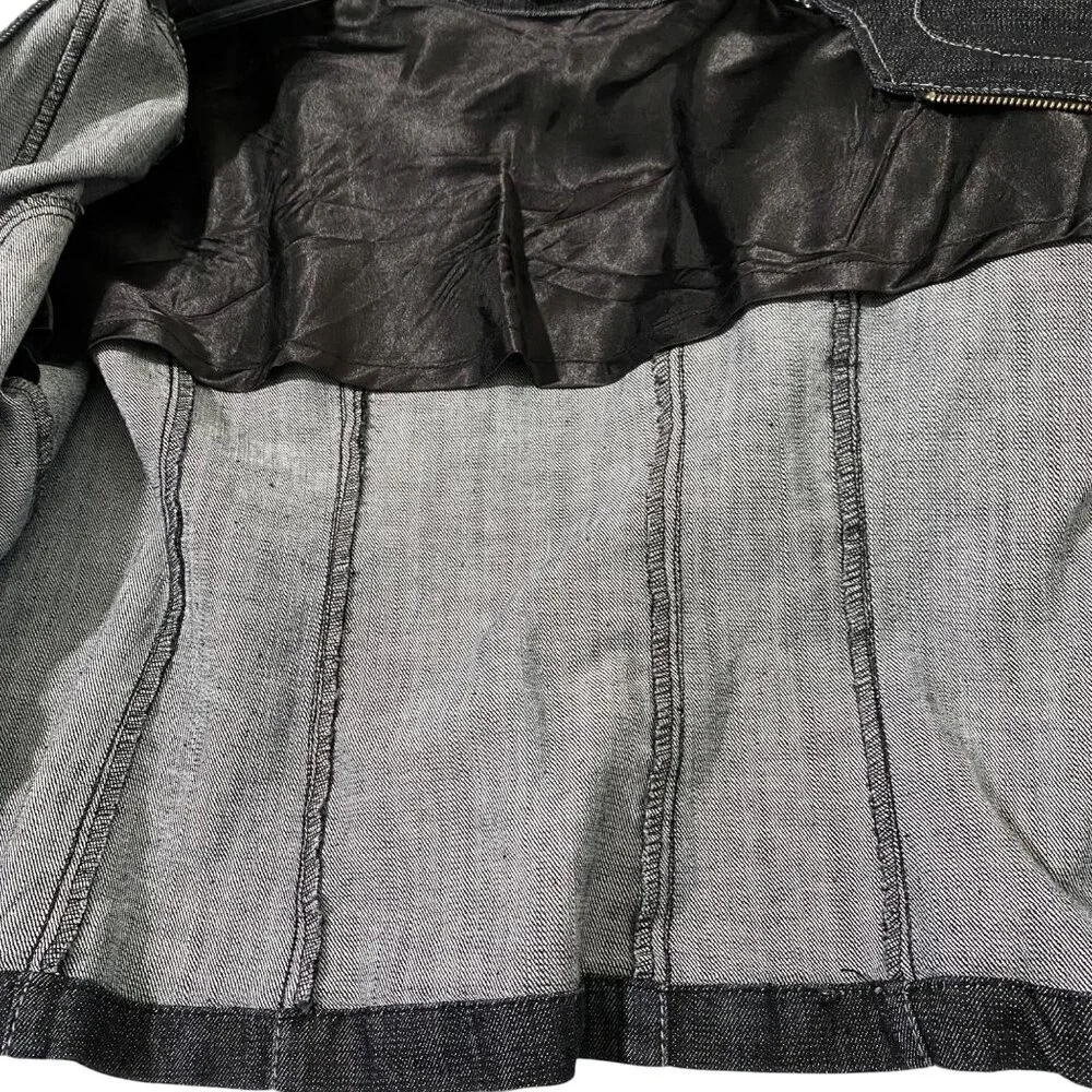 Ashley Stewart Jean Jacket 20W Blue Elevated Moto Style Front Zip‎ Project Piece